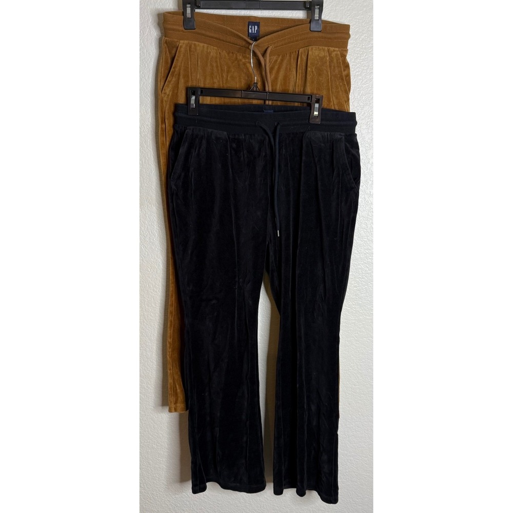 Gap Womens L Sweatpants Black Brown Velour Jogger Drawstring Lounge Pants Bundle
